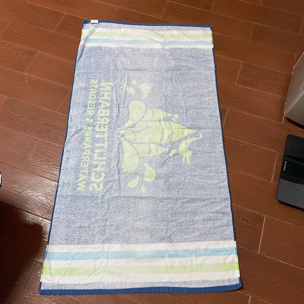 Schlitterbahn Waterparks and Resorts beach towel Velour blue green white striped